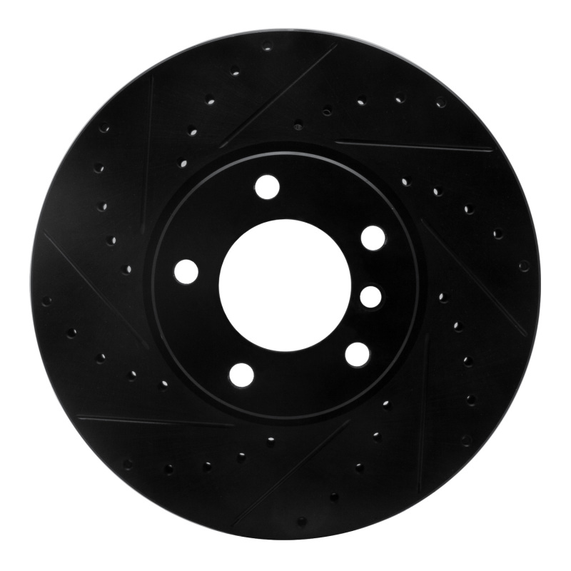 BMW 540I Brake Rotor (1) - Front Left - R1 Concepts - Drilled & Slotted - Black - `00-`03